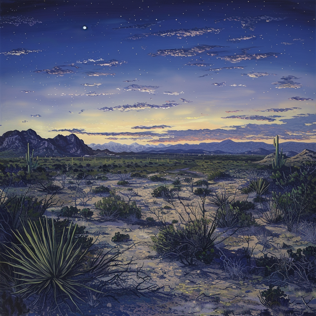 Desert Landscape at Dusk