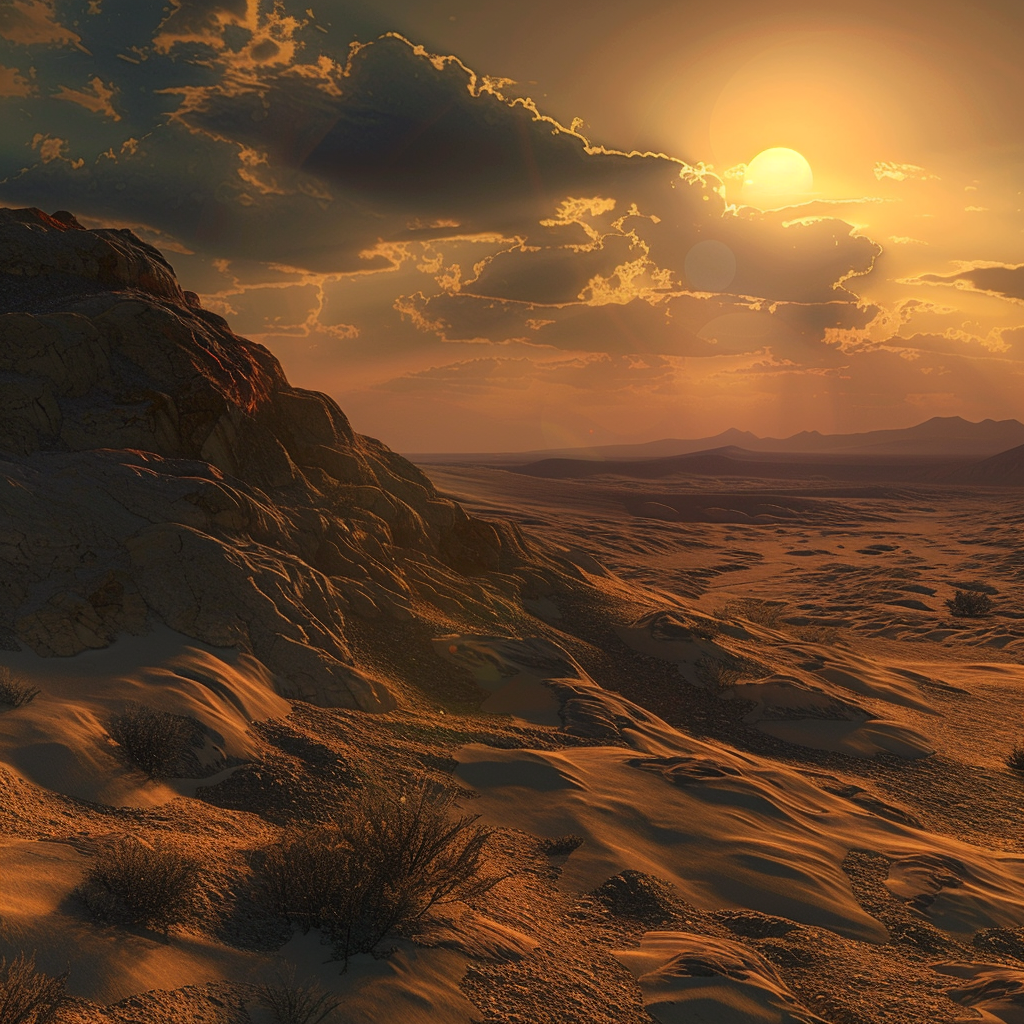 Desert landscape with melancholic mood