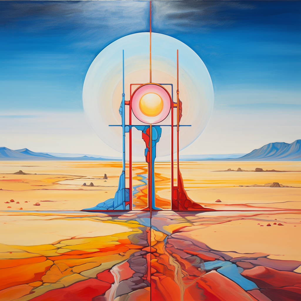 Desert lighthouse portal painting crown