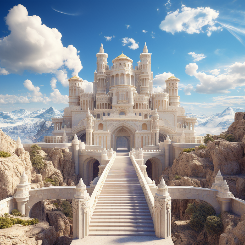 Desert Marble Castle Mountains Blue Sky Clouds