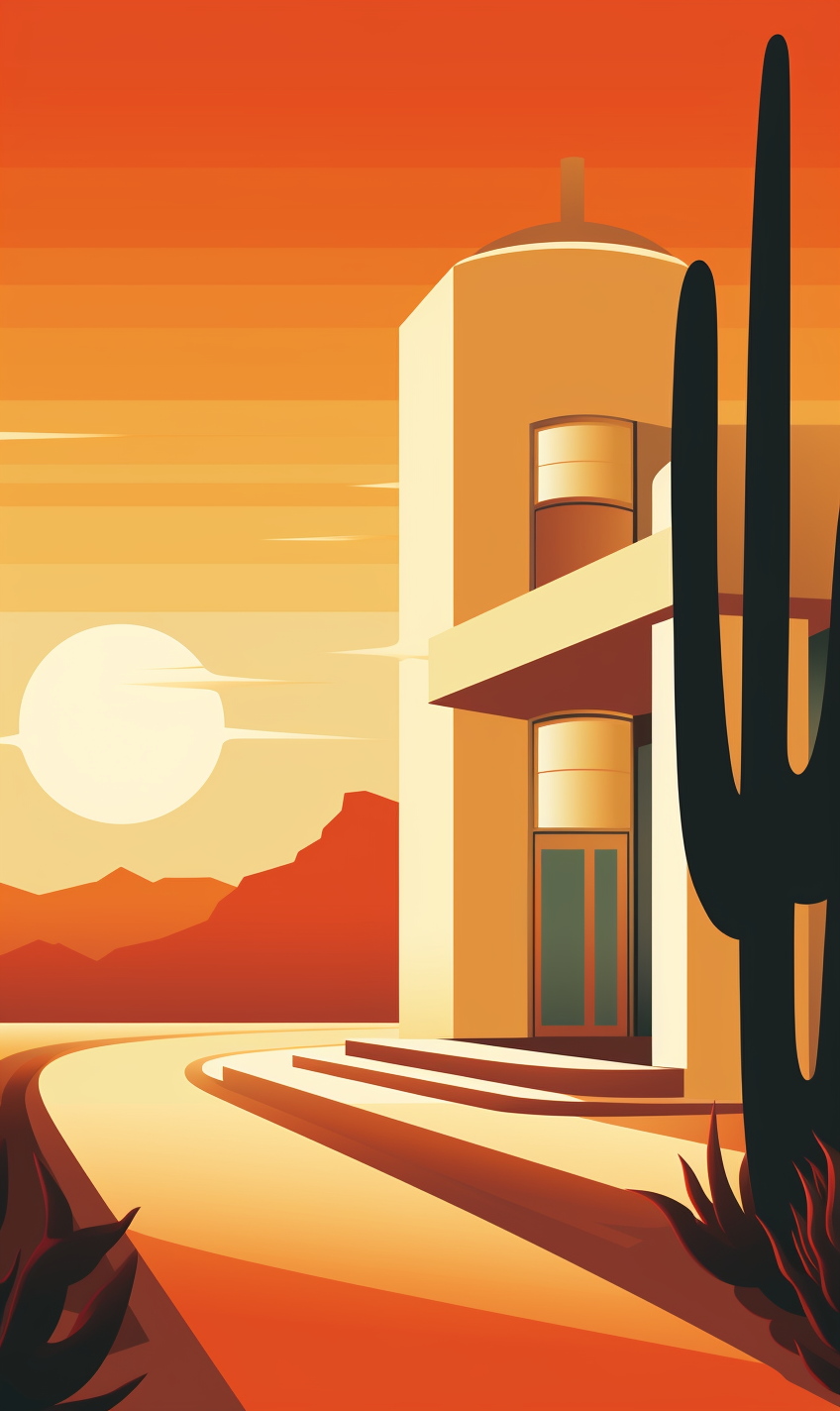 Thick line art desert modernism energy symbol