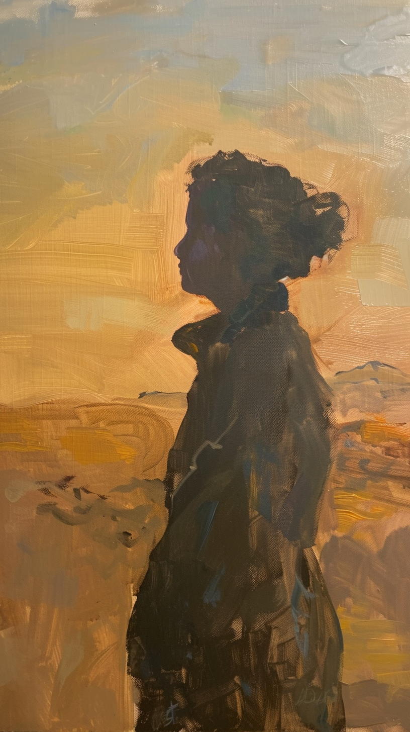 Desert oil painting in diffused light