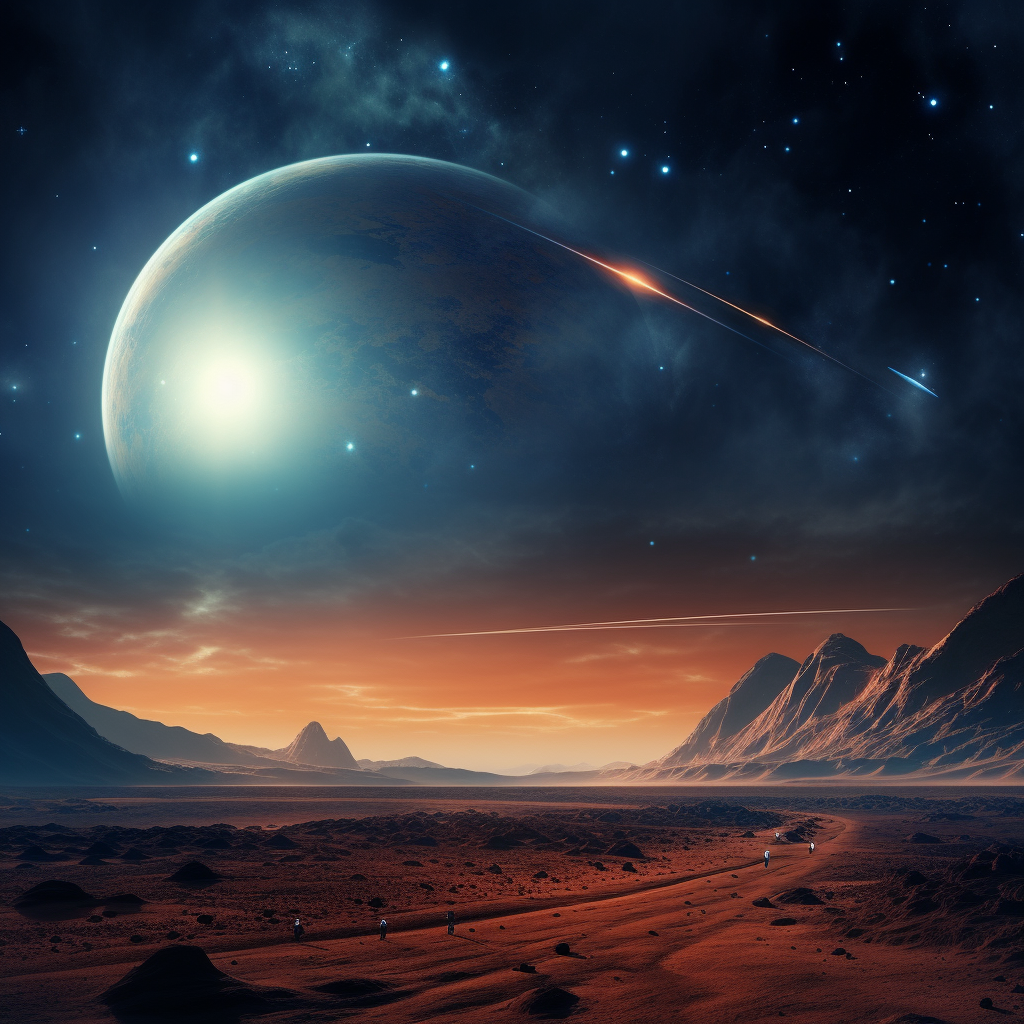 Desert Planet with Bright Light - Sci-Fi Wallpaper  ?