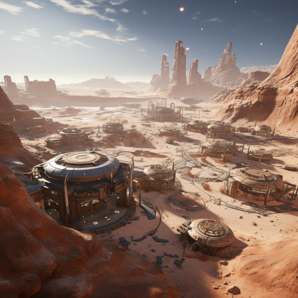 Human colony thriving on desert planet