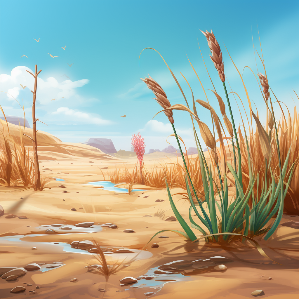 Animation of a desert reed dropping seeds