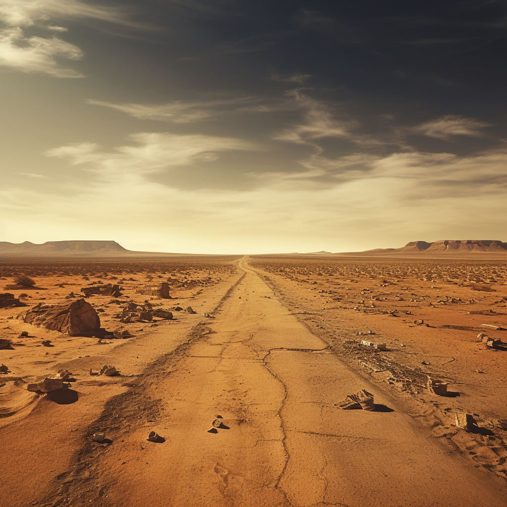 Road construction in the desert