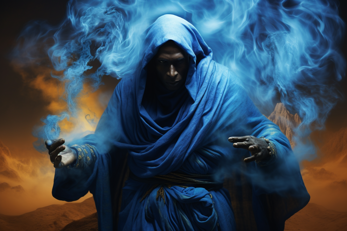 Ancient African jinn conjuring desert storm