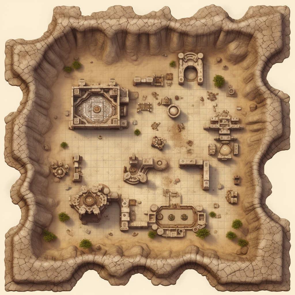 Desert tomb DnD battle map