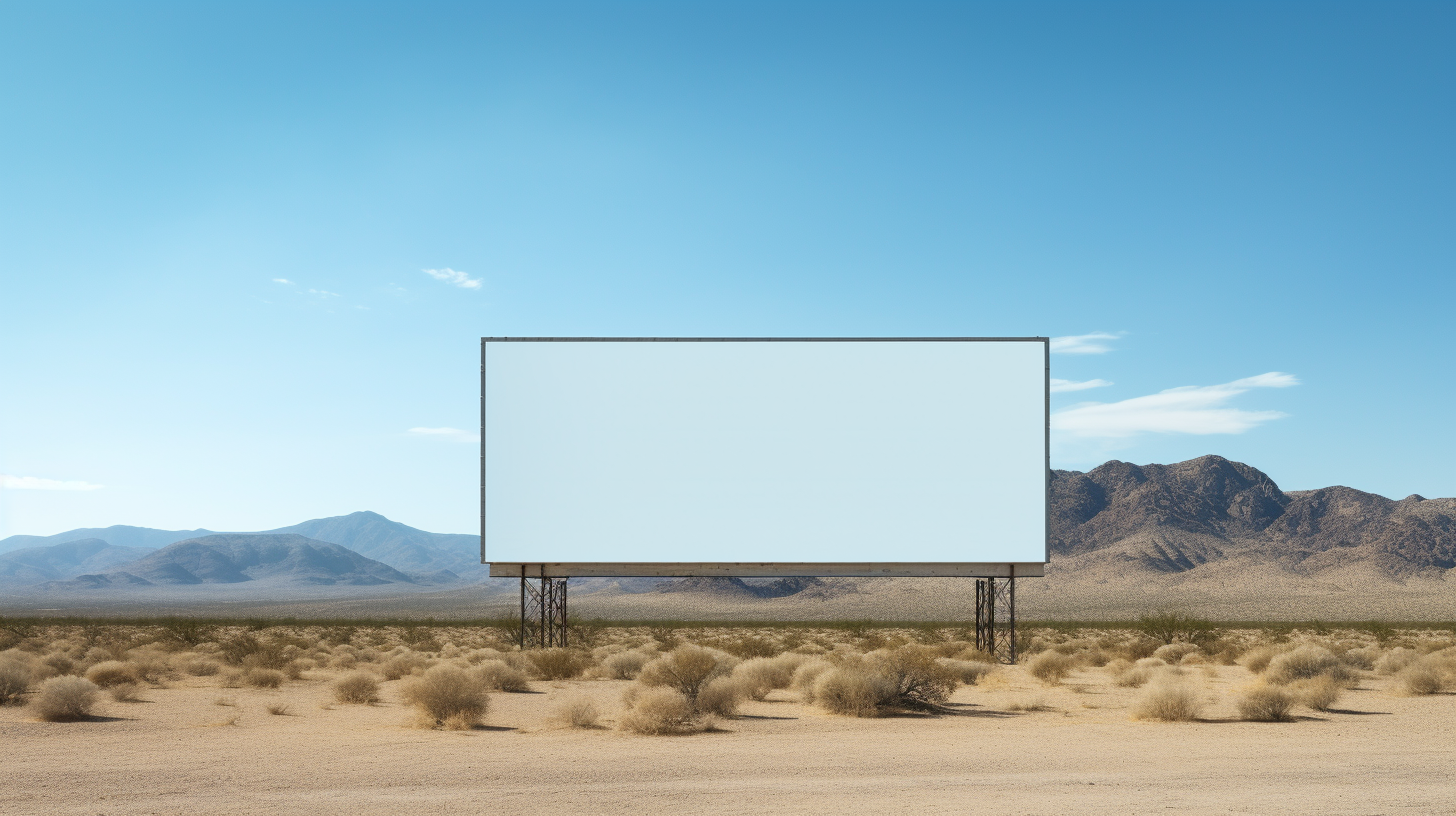 Blank billboard in the desert