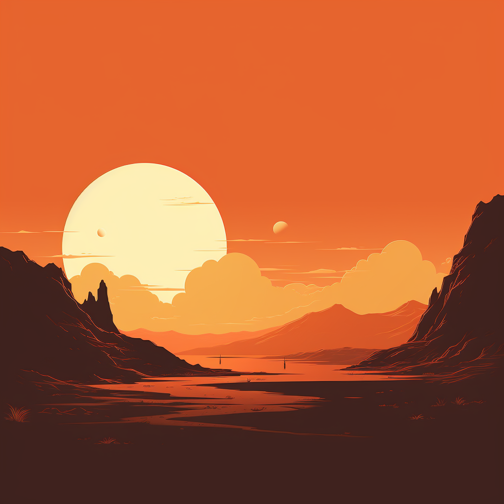 Minimalistic style desert landscape