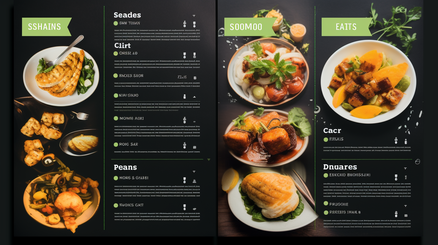 Creative new recipes on graphic menu