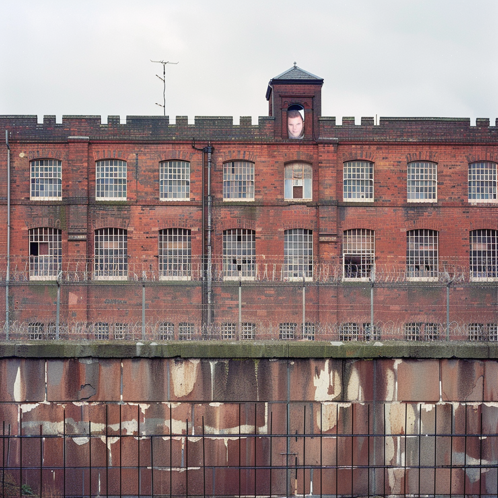 Despondent White Prisoner Red-Brick Prison