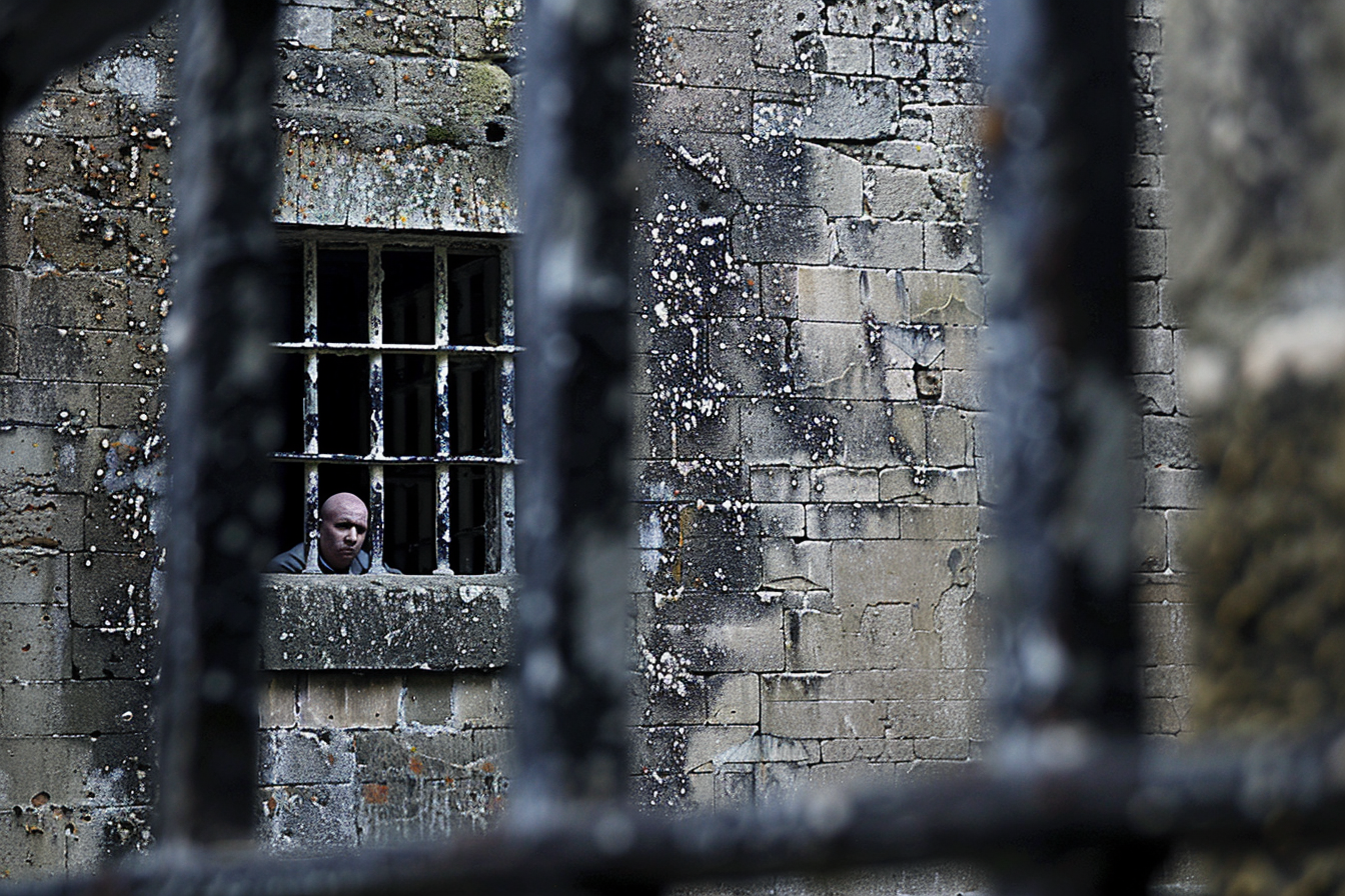 Middle-aged white man in prison