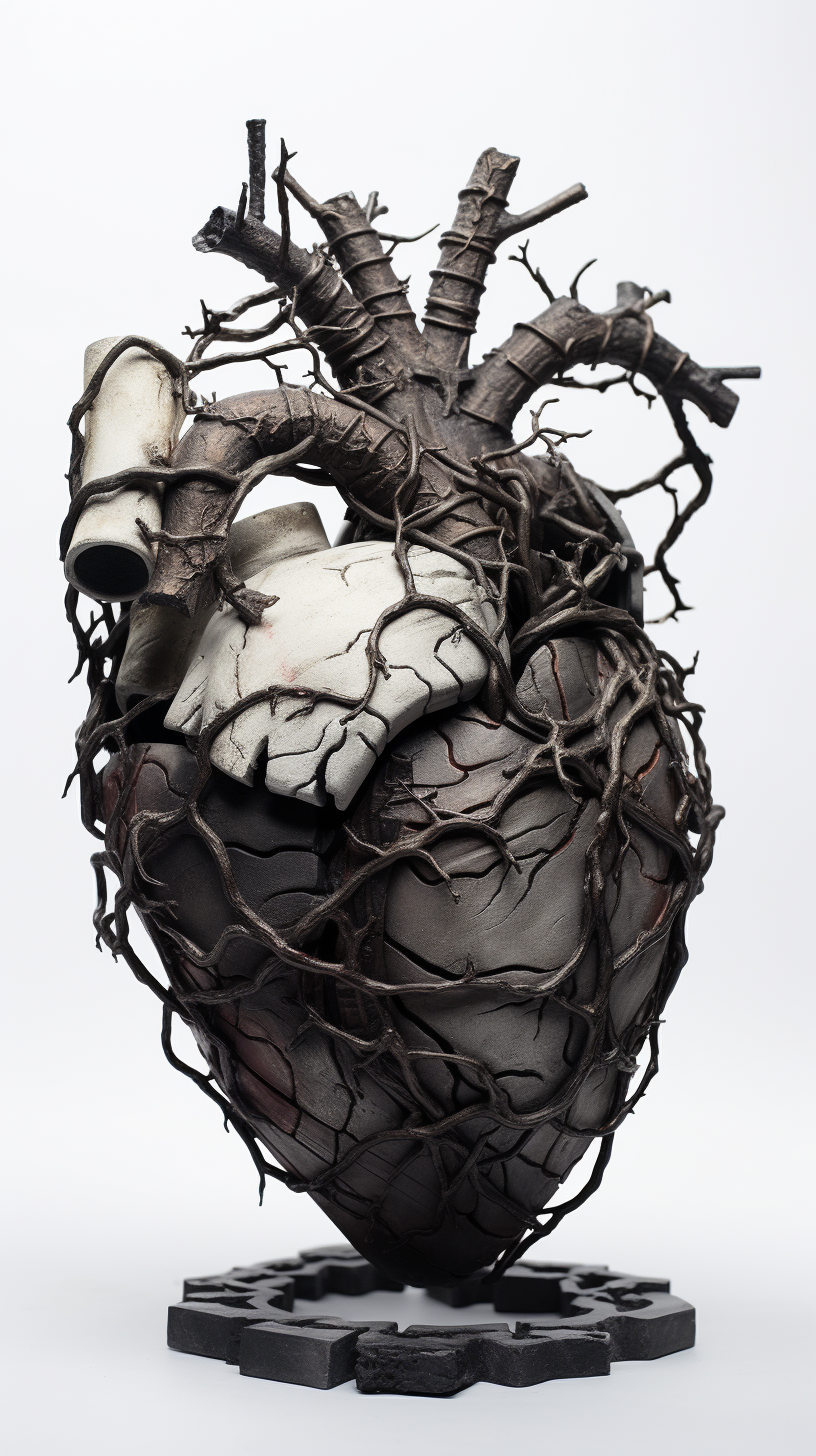 Anatomical heart in barbed wire