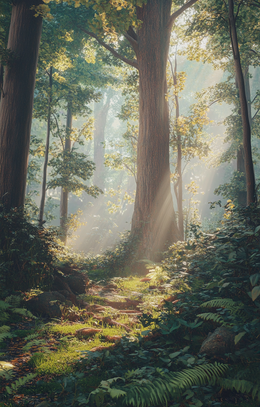 8K Forest Landscape Magical Light