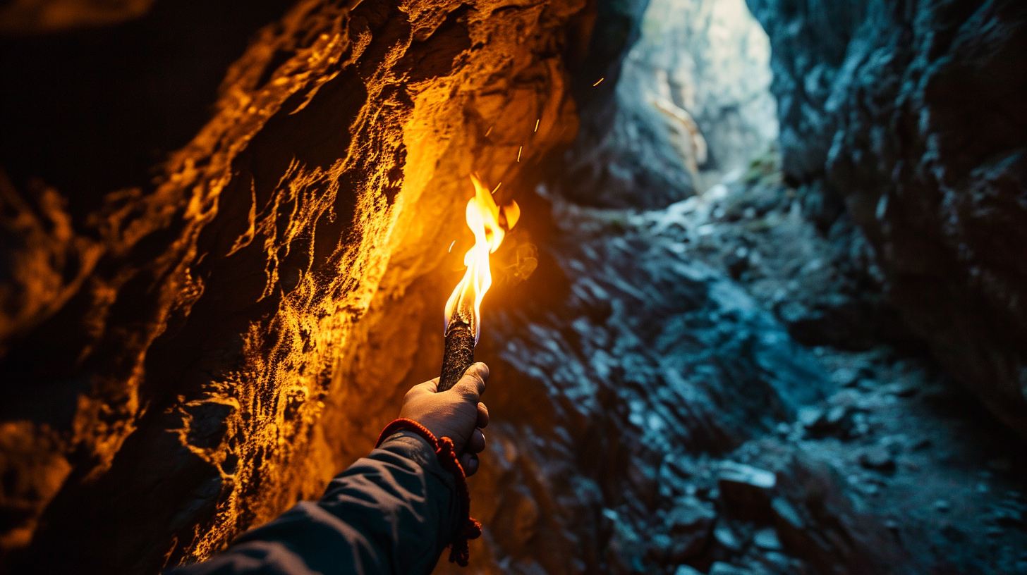 Detailed shot of fire on torch