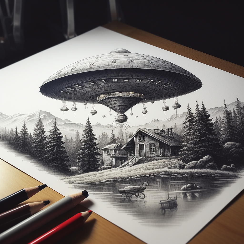 Detailed UFO Pencil Artwork