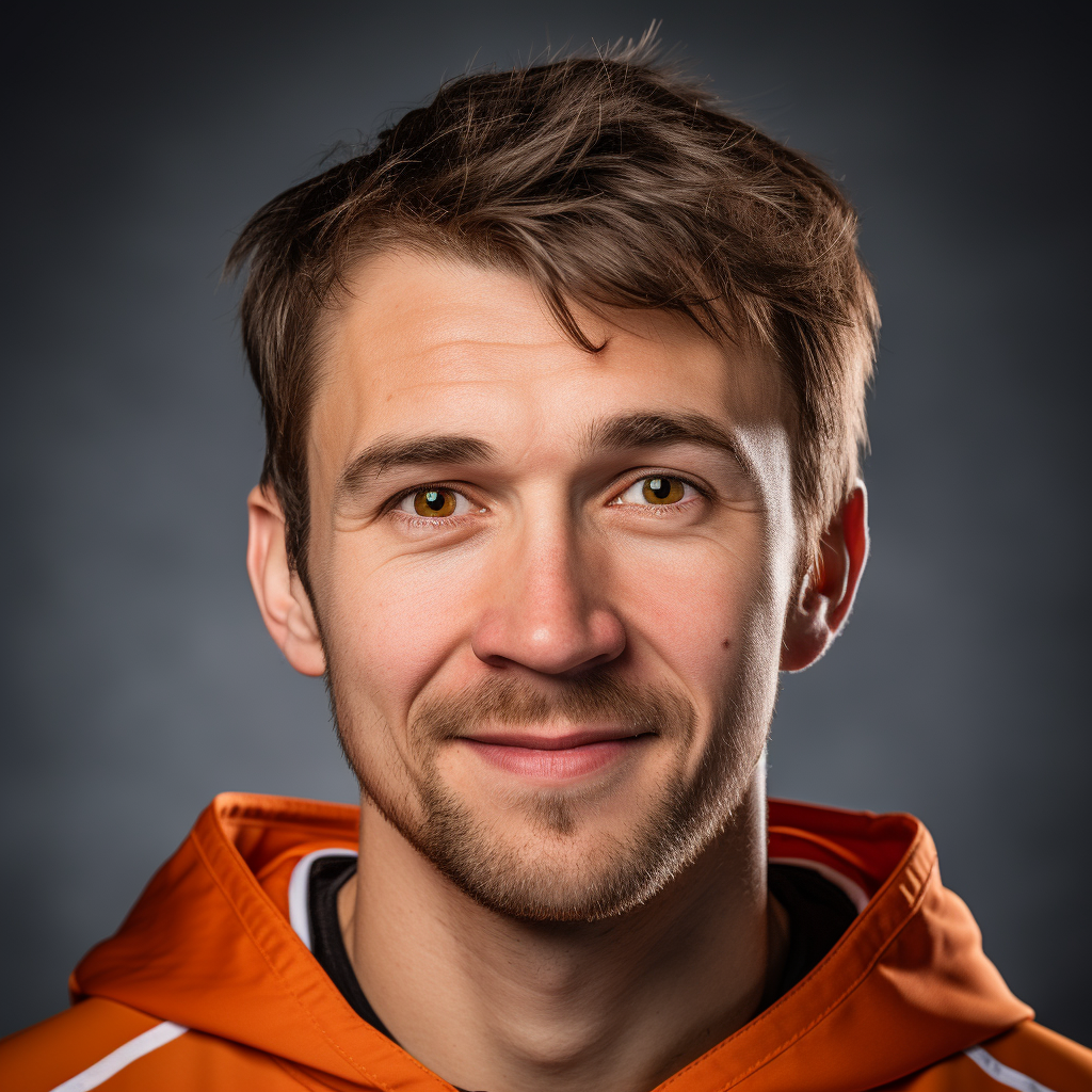 Eastern male ice hockey player with detailed headshot