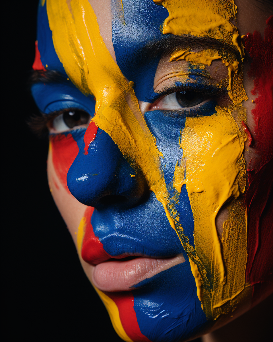 Woman with Half-Painted Face looking artistic