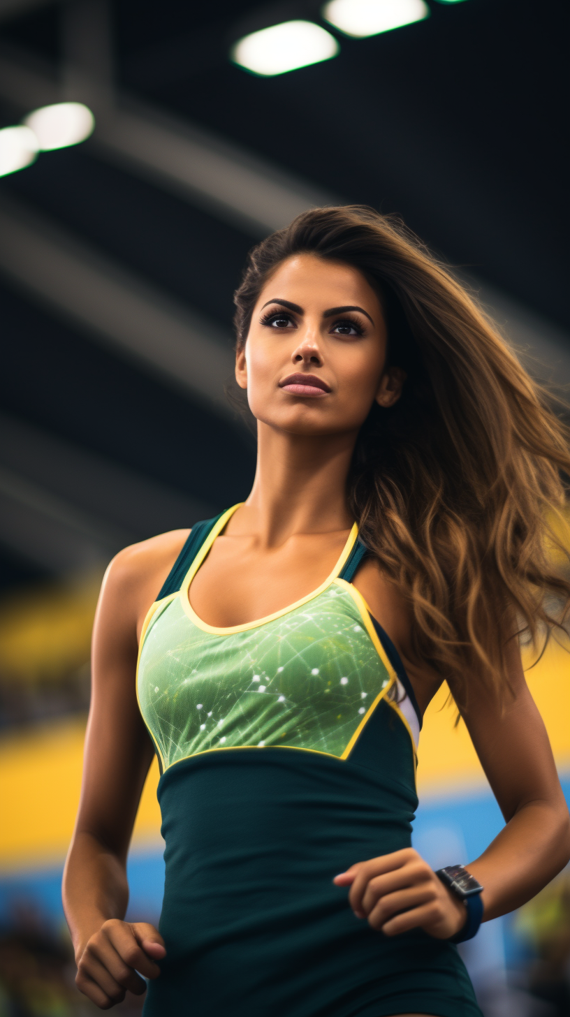 Candid shot of determined Brazilian woman athlete