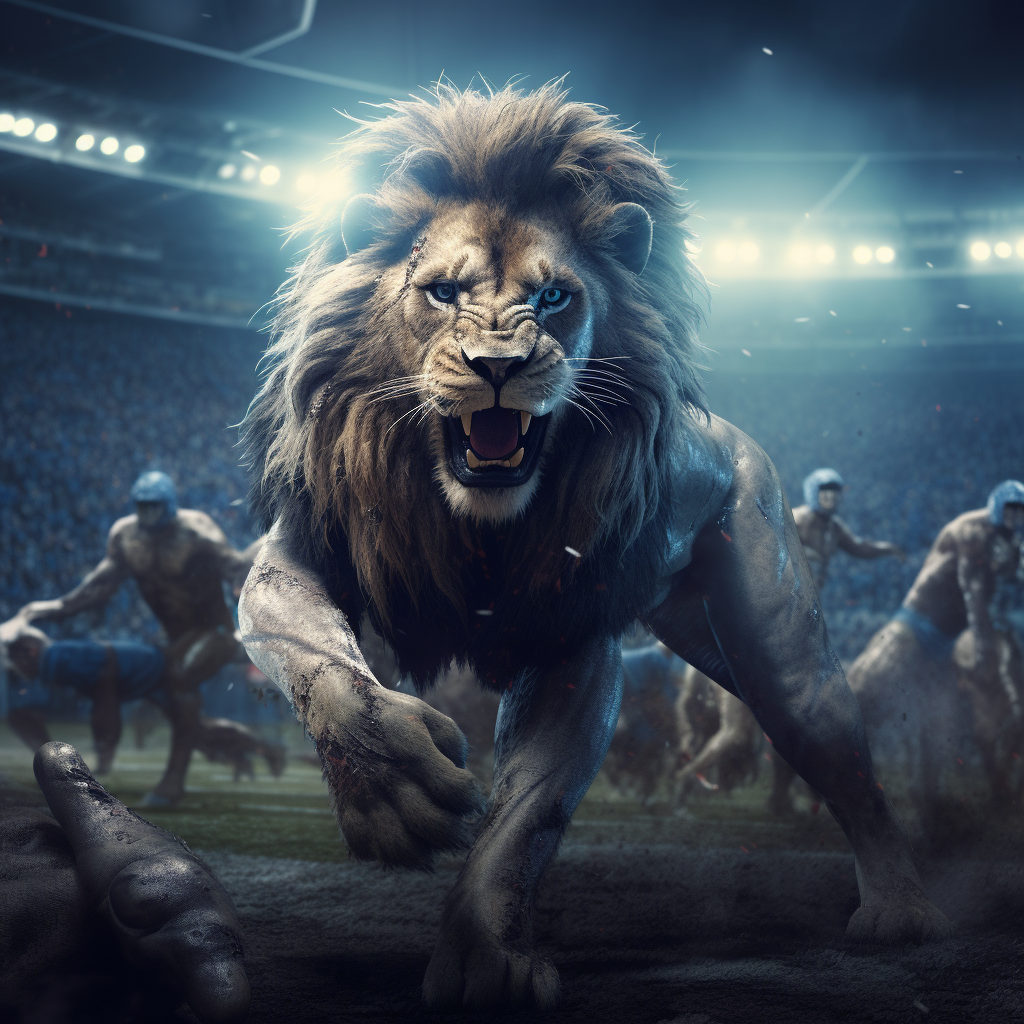 The Detroit Lions football team players in action