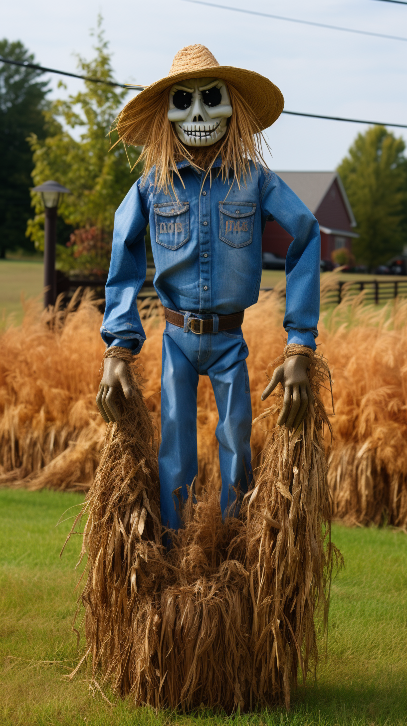 Scarecrow representing Detroit Lions team