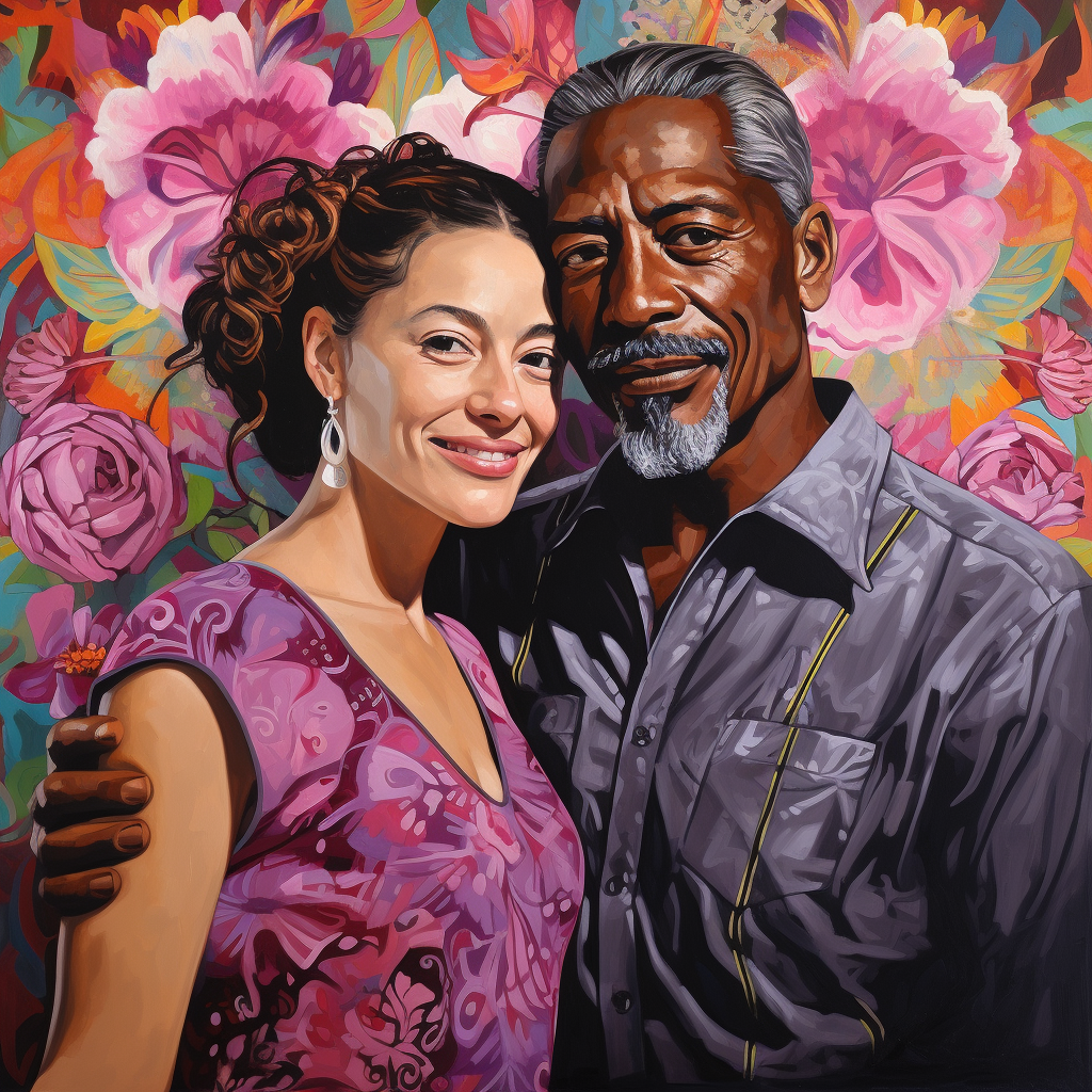 Smiling couple in vibrant Detroit art scene