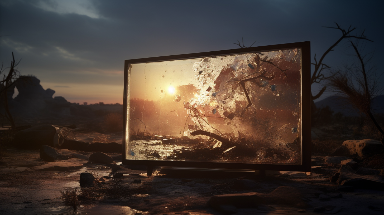 Sony Smart TV showing a devastated landscape