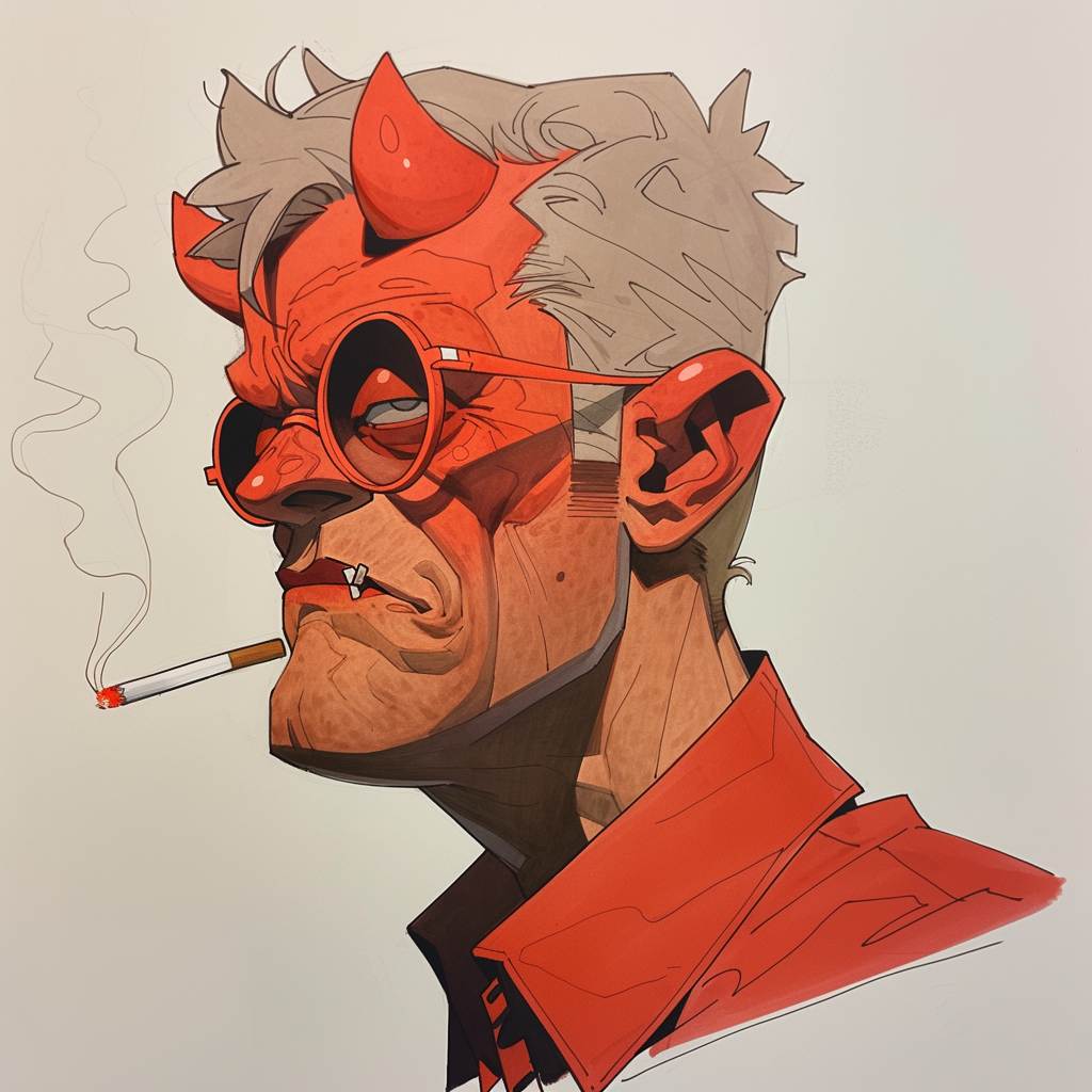 Cartoon devil James Dean sketches