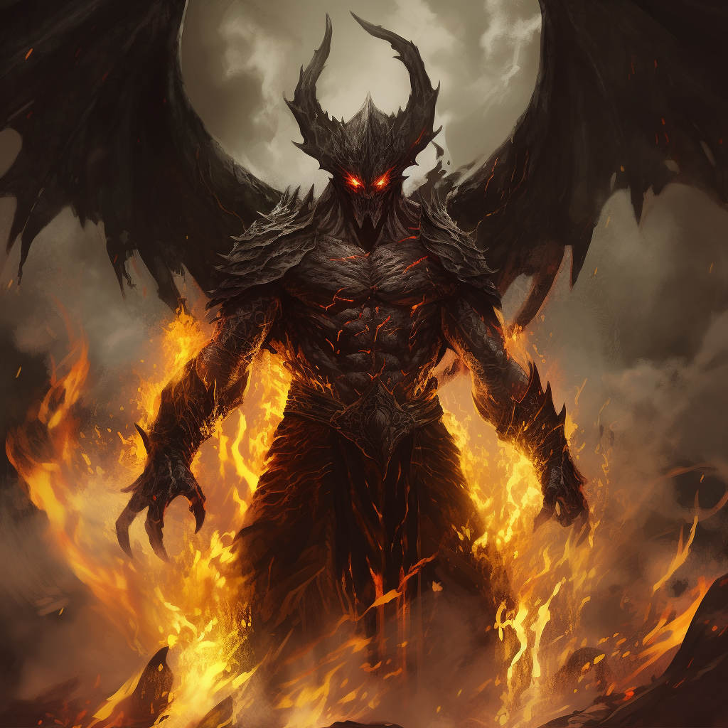 Devilish DnD Artwork with Fiery Wings