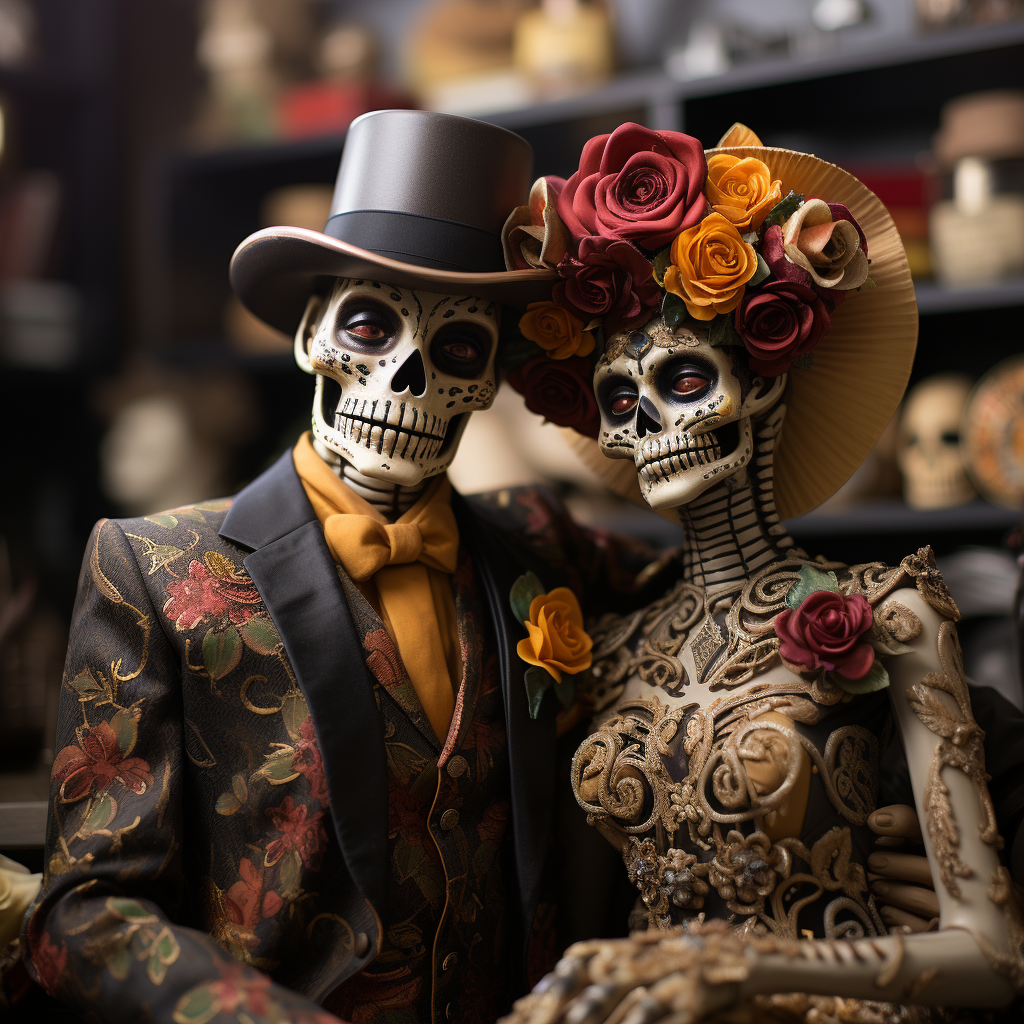 Dia de los Muertos Altar with Skulls