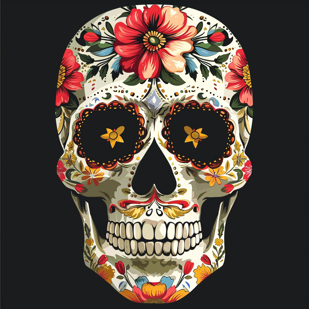 Colorful Dia de los Muertos skull