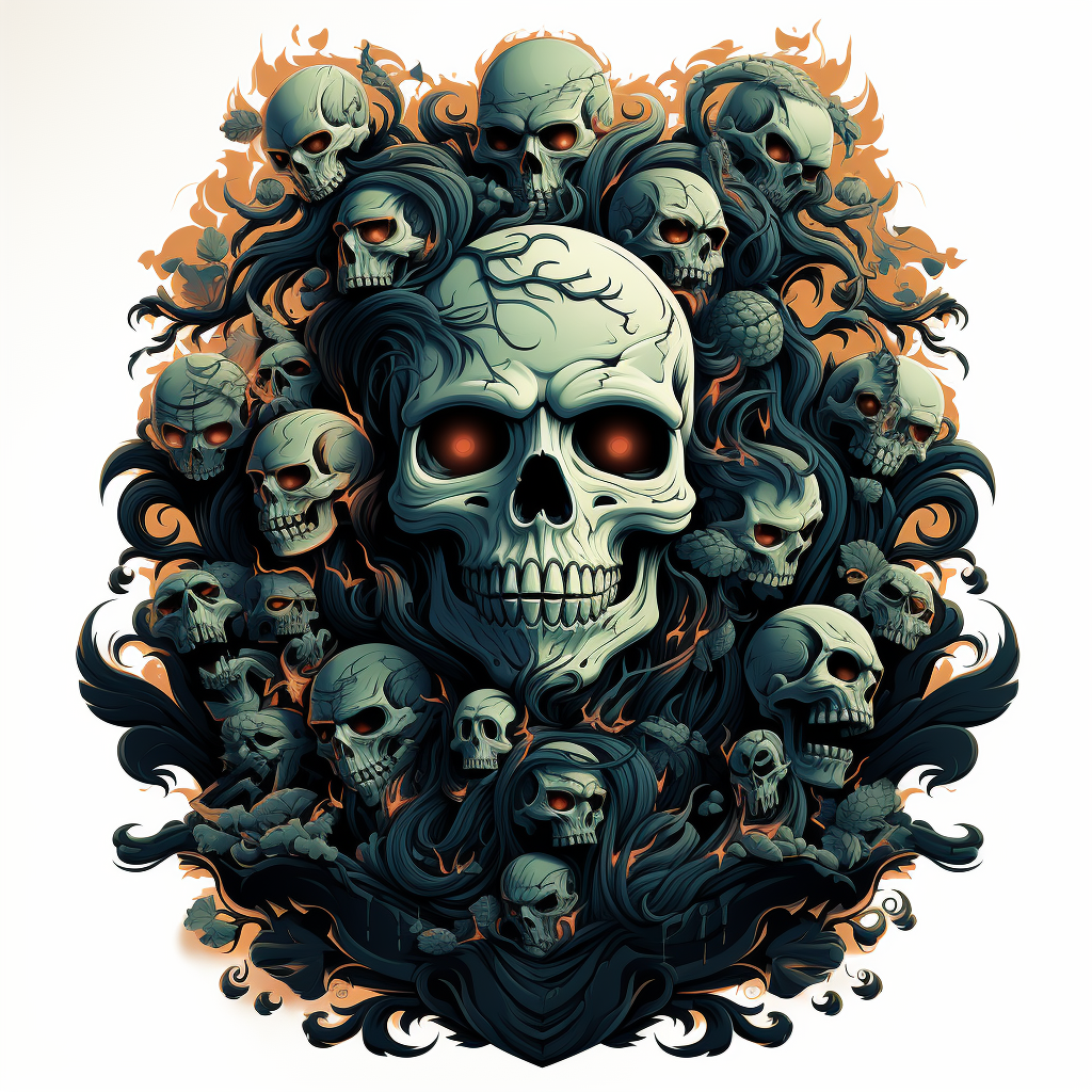 Vector image of Día de Muertos skateboard skulls