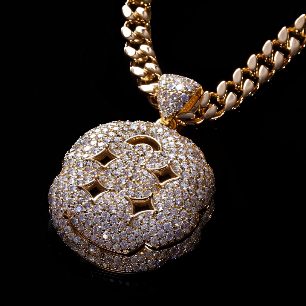 Large diamond chain with cookie pendant