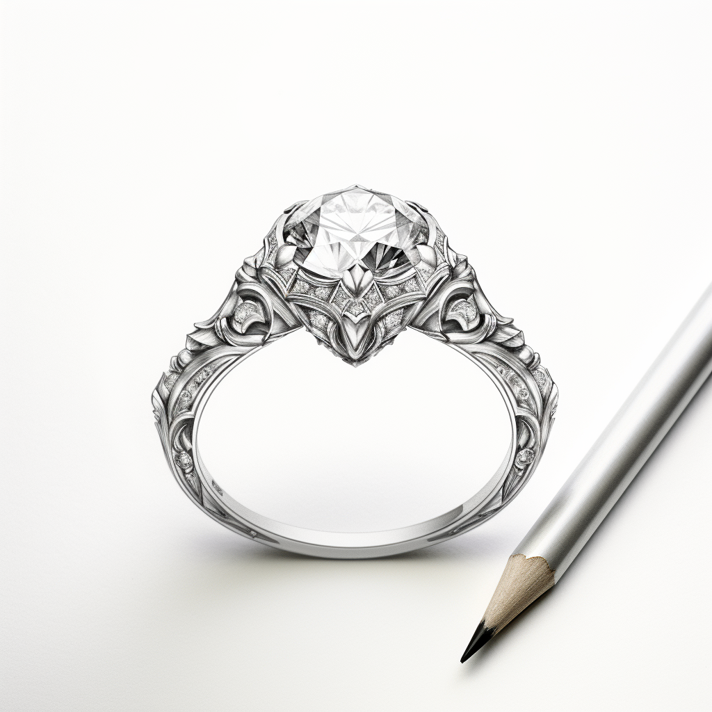 Black and white diamond ring outline