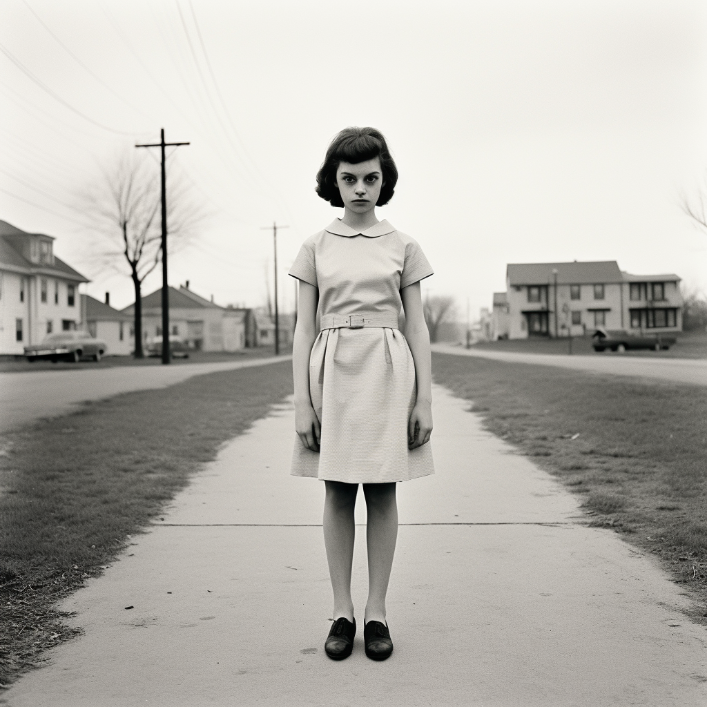 Intriguing portrait showcasing negative space by Diane Arbus