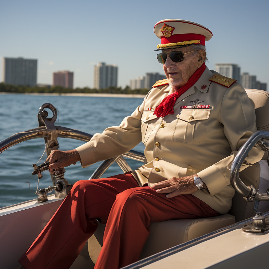 Diaz Canel, presidente de Cuba, navegando en Miami