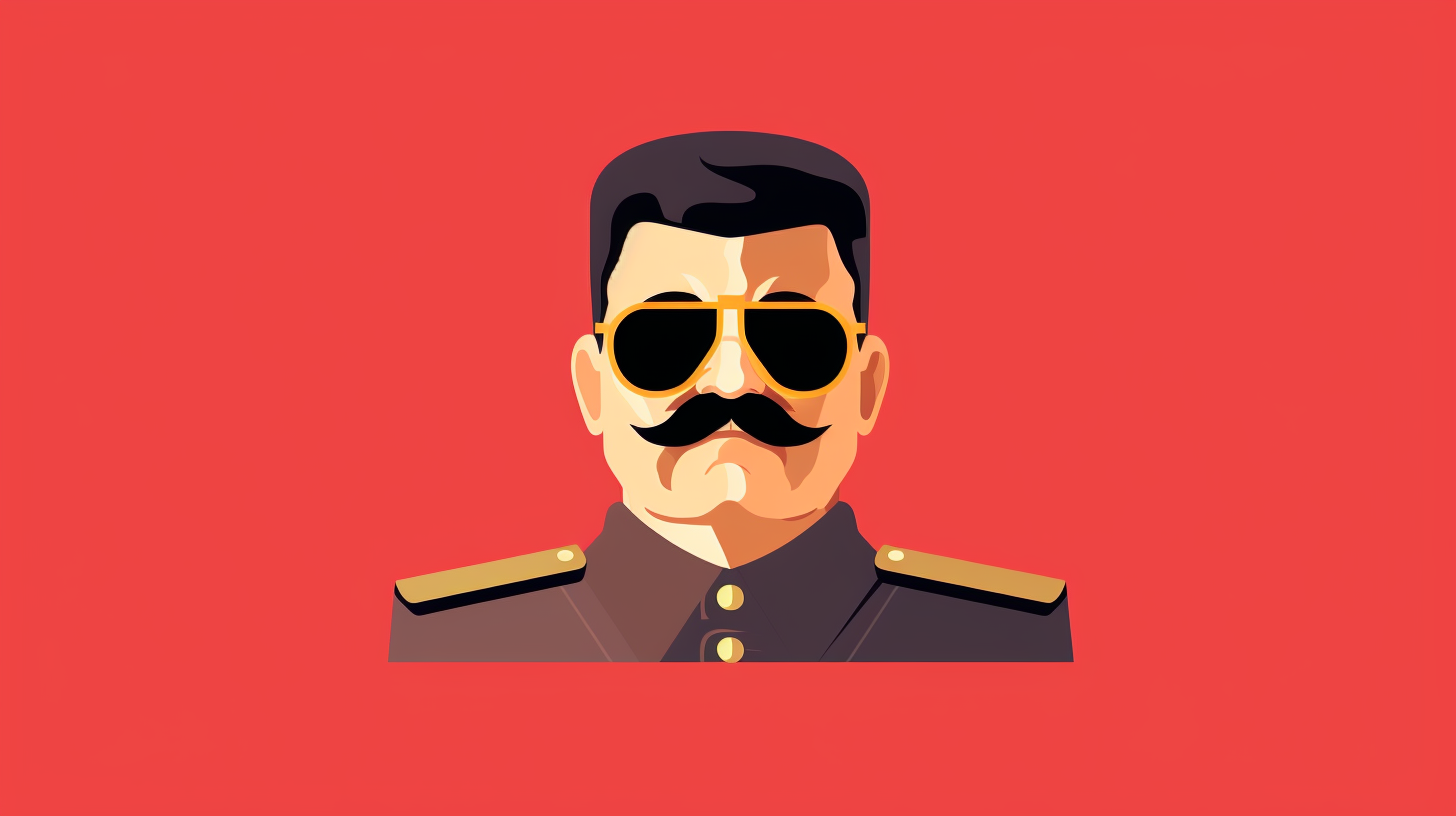 Minimalist dictator portrait cartoon