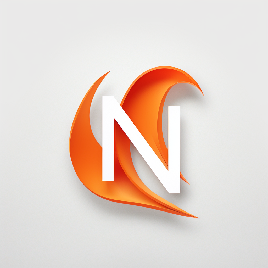 Orange N-shaped modern dictionary logo