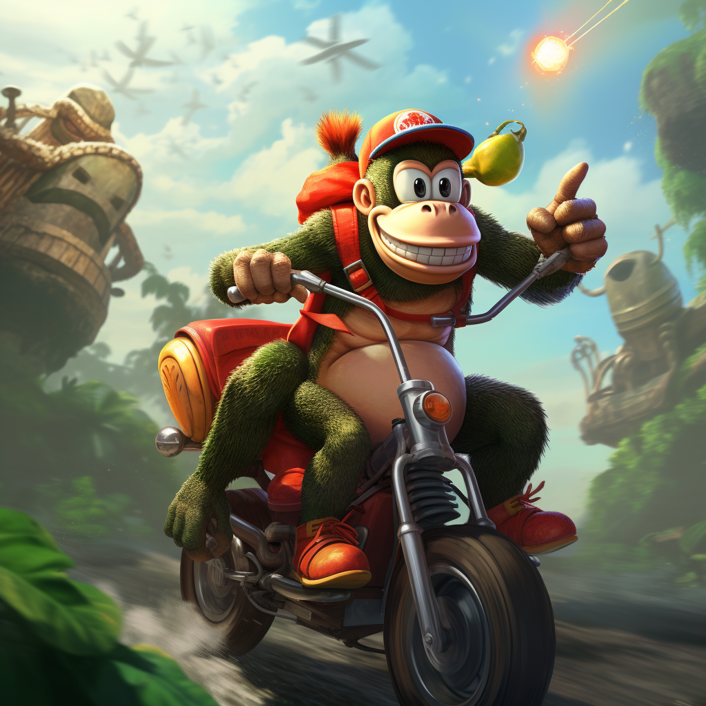 Diddy Kong riding Yoshi adventure