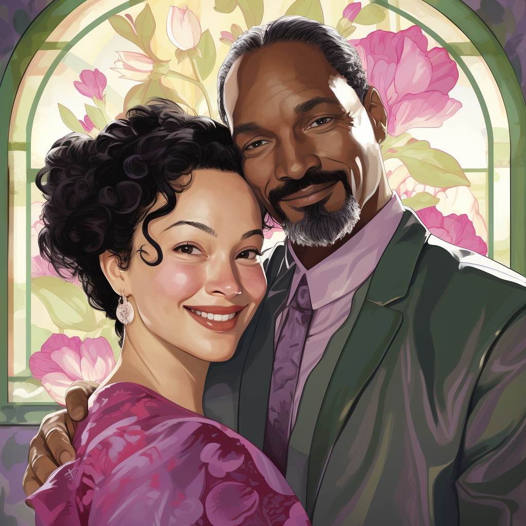 Handsome Black Man and Pretty Mexican Woman in Vibrant Art