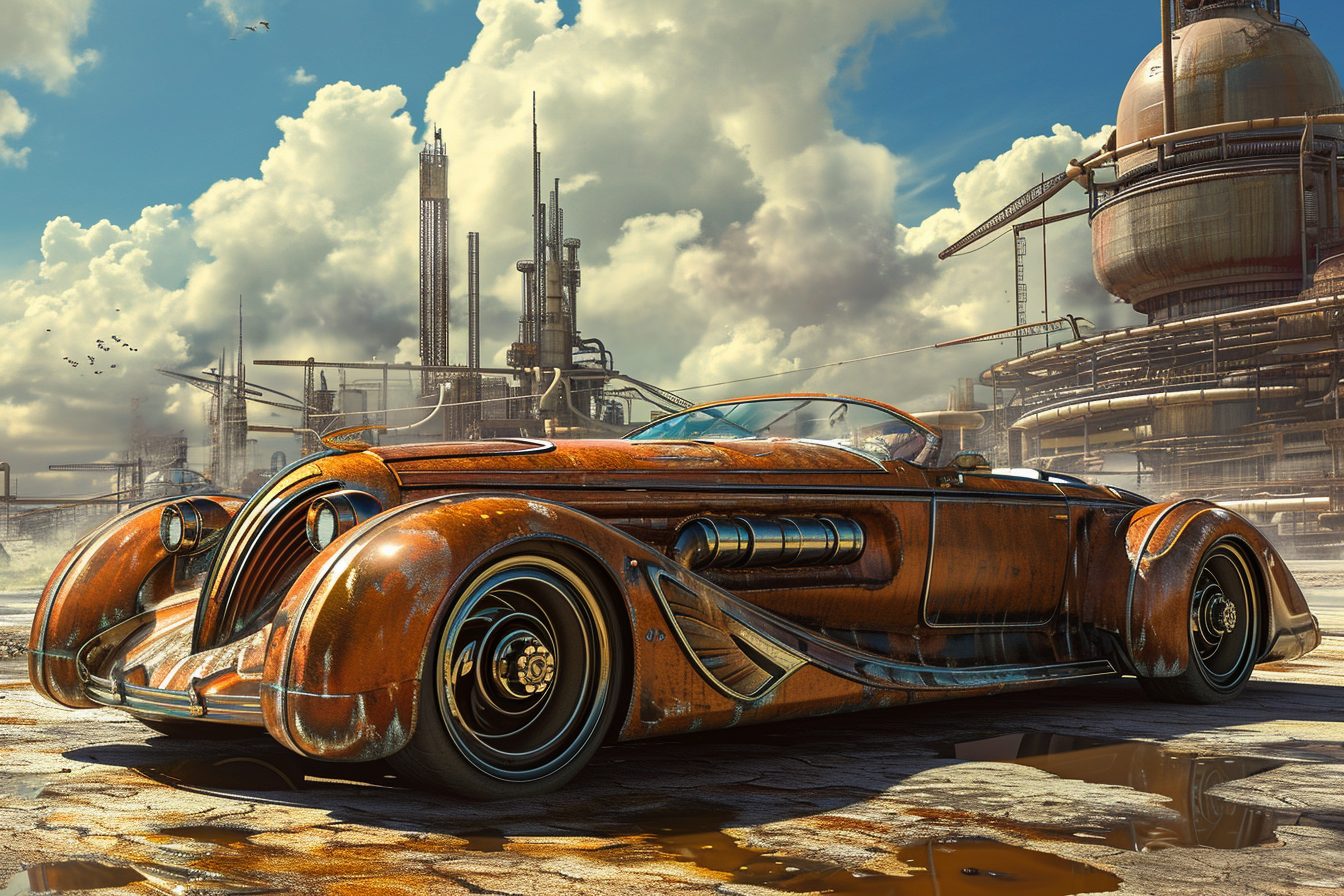 Futuristic retro dieselpunk car