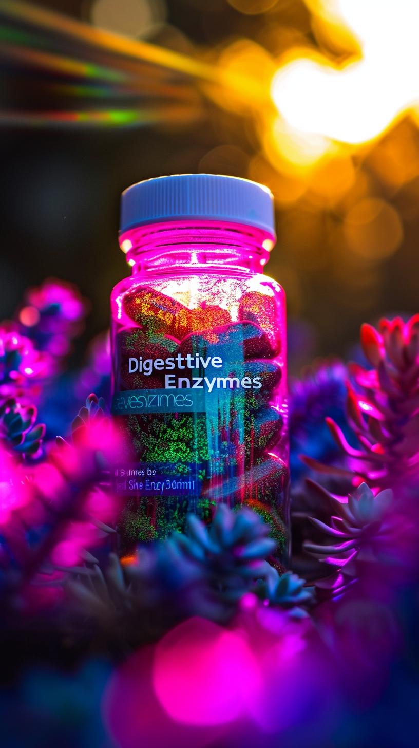 Digestive Enzymes Container in Nature Sunlight