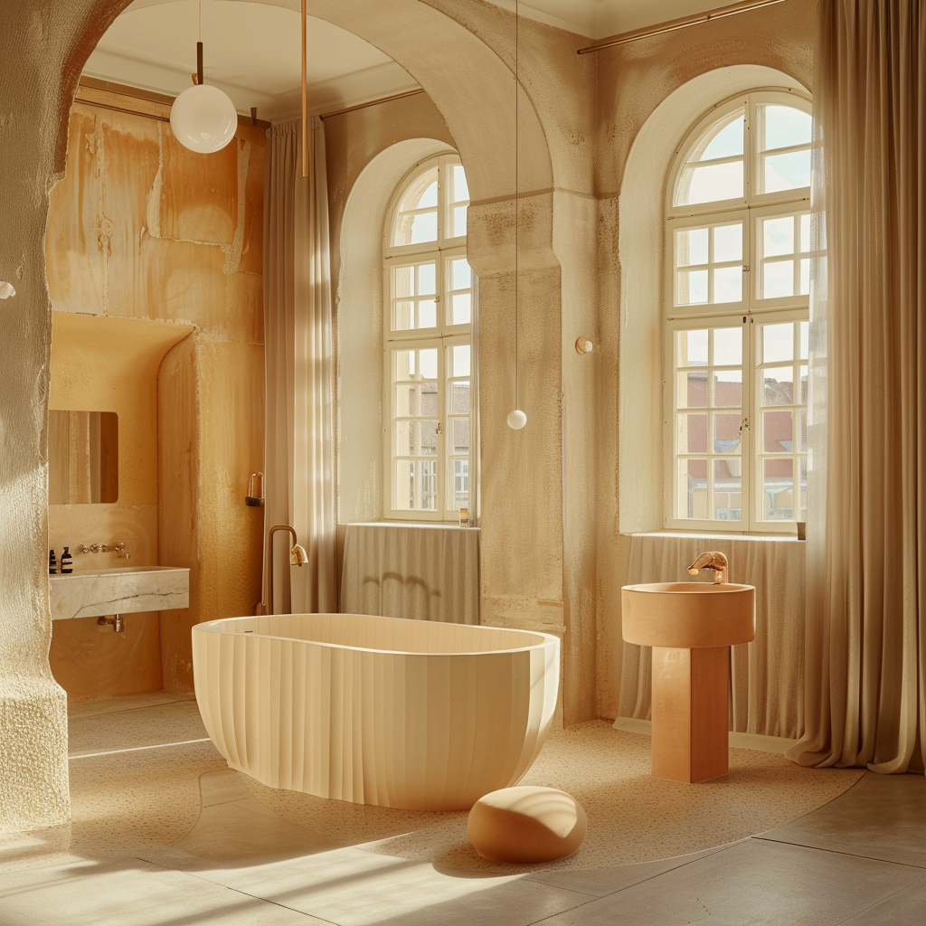 Stylish Master Bathroom with Windows