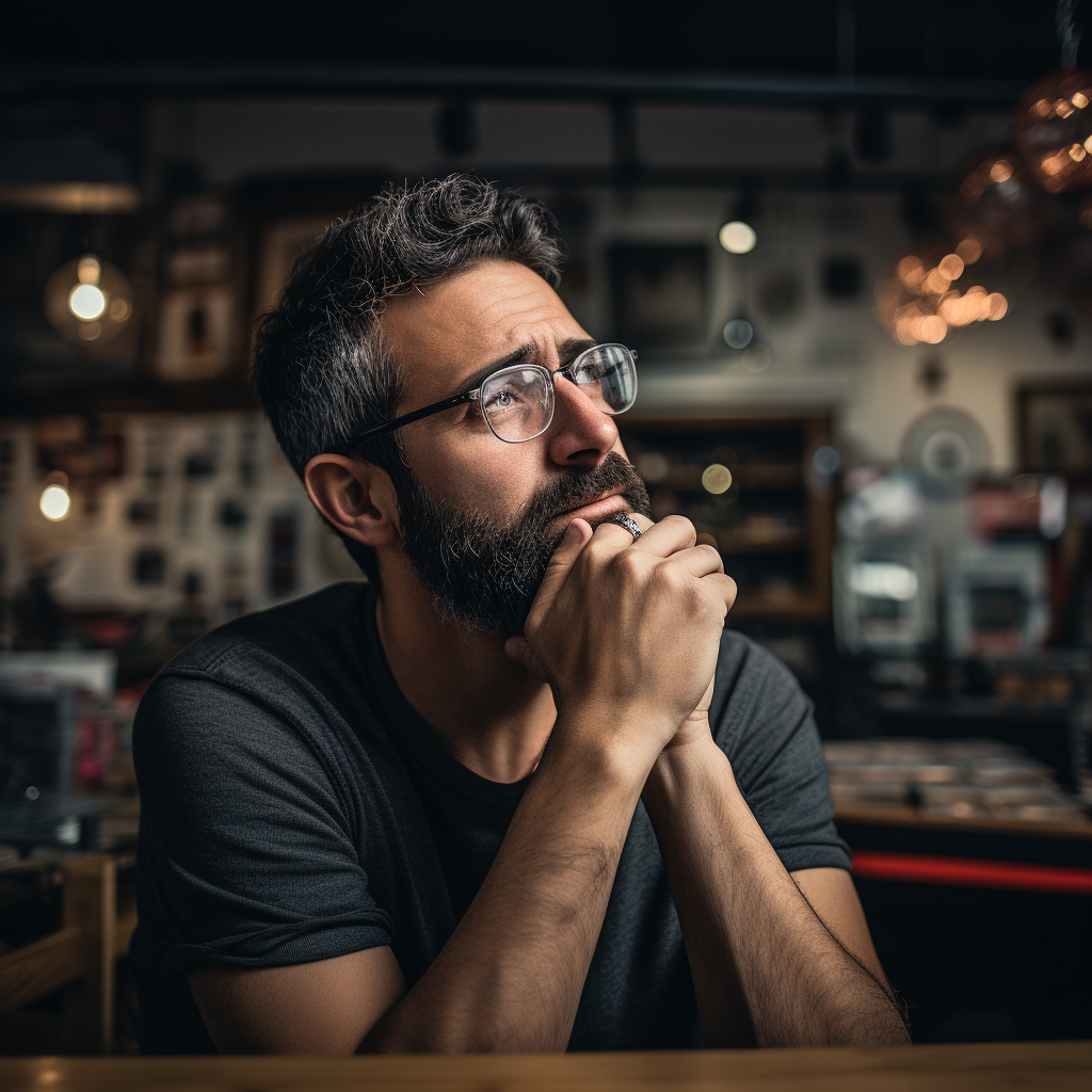 Man in Digital Marketing Contemplating Decision