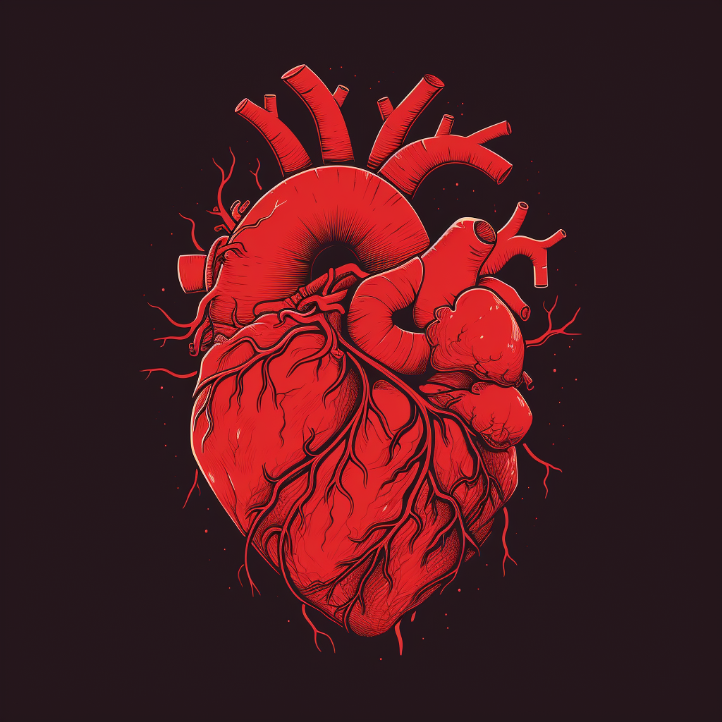 Anatomically correct heart in digital minimalist style