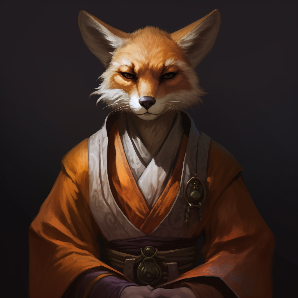 Digital Paint of Young Male Fox Ears Monk