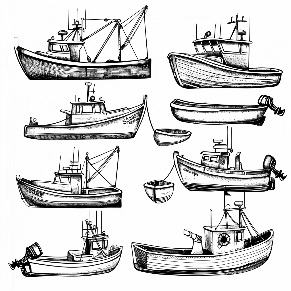 Fishing Boats Digital Stamp Set