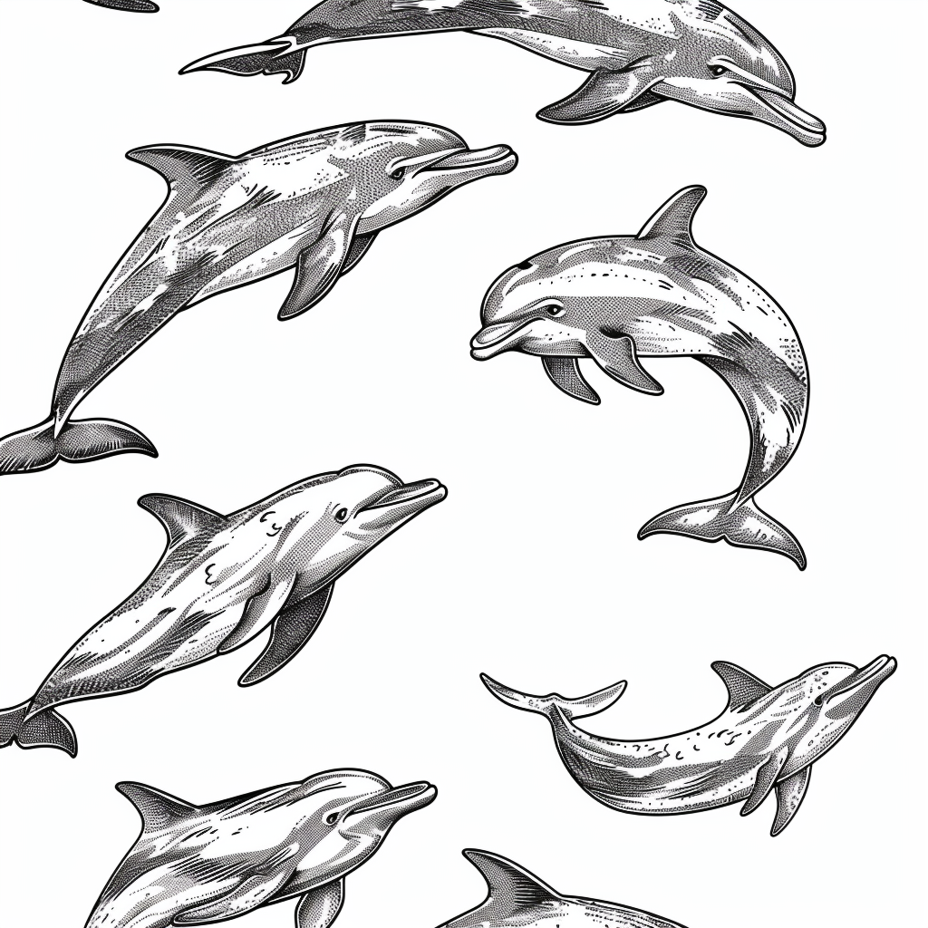 Dolphins in Black and White