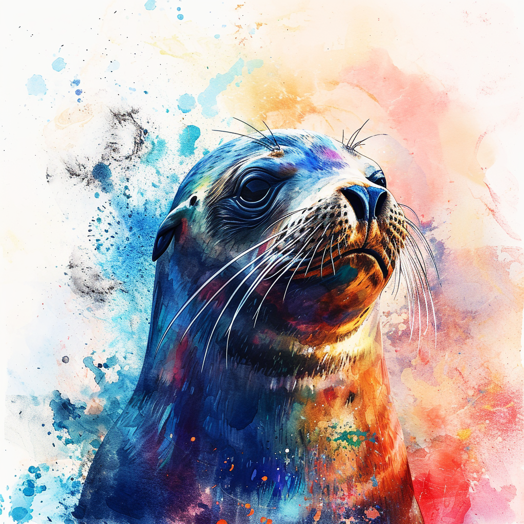 Aquatic Animals in Watercolor Style